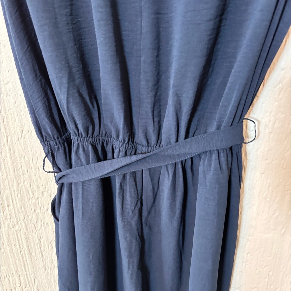 NWT Mud Pie Navy Arlette Wide-Leg Tie-Waist Jumpsuit Women Size Large - Picture 12 of 13